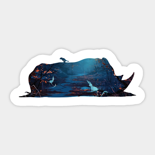 Rhino Lake Sticker by designdaking